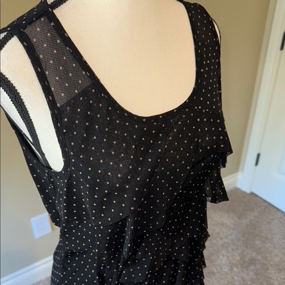 Reitmans Tank Top Black Gold Layered Ruffled Flowy Feminine Women's Size M - Picture 3 of 10